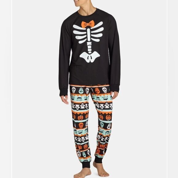 Nwt Way To Celebrate Halloween Men's Skeleton Matching Family Pajama Set, Sz XL - Picture 2 of 9